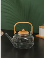 Чайник стеклянный заварочный с бамбуковой крышкой и металлическим фильтром BellaTenero 
