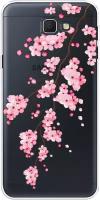 Силиконовый чехол на Samsung Galaxy J5 Prime 2016 / Самсунг Галакси Джей 5 Прайм 2016 Розовая сакура, прозрачный