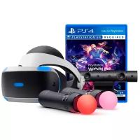 Система VR Sony PlayStation VR CUH-ZVR2 + Camera + 2 Move Motion Controller + PlayStation VR Worlds, 1920x1080, 120 Гц, черно-белый