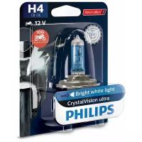 Лампа автомобильная галогенная Philips CrystalVision Ultra 12342CVUBW H4 60/55W PX43t