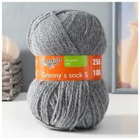 Пряжа Granny`s sock S (Бабушкин носок ПШ) 30% шерсть 70% акрил 250м/100гр м. серый (380)