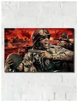 Картина интерьерная на дереве, размер 47х30, сосновая плита игра Brothers in Arms Hells Highway - 11039 Г