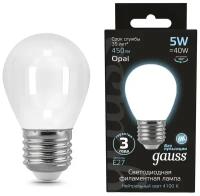 Лампа светодиодная gauss 105202205, E27, G45