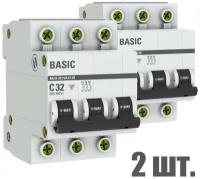 Автоматический выключатель EKF 3P 32А (C) 4,5kA ВА 47-29 EKF Basic 2 штуки