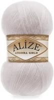 Пряжа для вязания ALIZE 'Angora Gold' 100г, 550м (80% акрил, 20% шерсть) ТУ (168 белая зима), 5 мотков