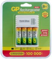 Перезаряжаемые аккумуляторы GP 270AAHC AA 4шт и зарядное устройство с USB кабелем 270AAHC/CPB-2CR4