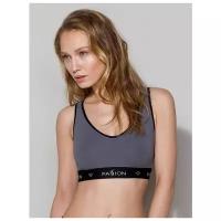 Темно-серый спортивный топ без косточек Passion Lingerie PS013 top dark grey, размер 48, цвет Серый