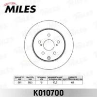 Диск тормозной TOYOTA RAV 4 III 06- задний D=281мм. K010700 MILES K010700