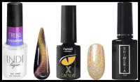 Runail Professional Набор для маникюра, гель-лак Shimeria Prism, гель-лак Cat's eye XXX, топ INDI laque TREND, 8407