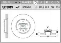 Диск тормозной (96625948) Sangsin Brake SD3019