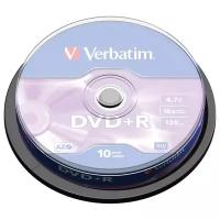 Диск DVD+R 4.7Gb Verbatim 16x Cake Box (10шт)