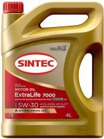 Моторное масло SINTEC EXTRALIFE 7000 SAE 5W-30, API SN/CF, ACEA A3/B4 Синтетическое 4 л