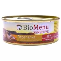 Влажный корм для кошек BioMenu Sensitive, при чувствительном пищеварении, с перепелом (паштет)