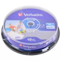 Диск BD-R Verbatim 25Gb 6x Wide Inkjet Printable 10 шт. cake box