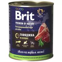 Влажный корм для собак Brit Premium by Nature, для здоровья кожи и шерсти, говядина, сердце 850 г