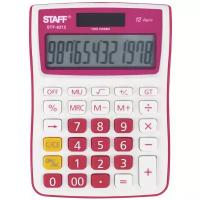 Калькулятор настольный STAFF STF-6212, компактный (148х105 мм), 12 разрядов, двойное питание, малиновый, блистер, 250291 1 шт