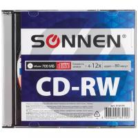 Компакт-диск Sonnen CD-RW, 700 Mb, 4-12x, Slim Case, 1 шт (512579)