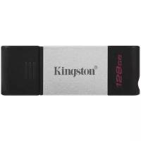 Флеш-память Kingston DataTraveler 80, USB-C 3.2 G1, сереб/чер, DT80/128GB