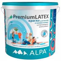 Краска латексная Alpa PremiumLATEX для кухни и ванной комнаты влагостойкая моющаяся матовая белый 2 л