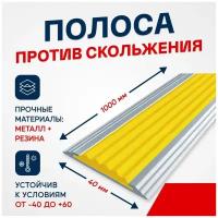 Противоскользящий алюминиевый профиль, полоса Стандарт 40мм, 1м, желтый