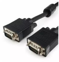 Кабель VGA Premium Cablexpert CC-PPVGA-20M-B, 15M/15M, 20м, черный, тройной экран, феррит.кольца, пакет