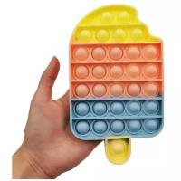 Большая Сенсорная игрушка антистресс Поп Ит с пузырьками Вечная пупырка - Тактильная успокоительная нажимная игрушка / Разноцветное мороженное