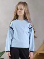 Блузка для девочки голубая в школу 152