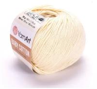 Пряжа для вязания YarnArt Baby Cotton (Бэби Коттон) - 2 мотка 402 кремовый, для детских вещей и амигуруми, 50% хлопок, 50% акрил, 165 м/50 г