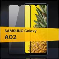 Полноэкранное защитное стекло для Samsung Galaxy A02 / Стекло для Самсунг Галакси А02 / Закаленное стекло с олеофобным покрытием и черной рамкой Full Glue Premium (Черный)