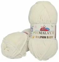 Пряжа плюшевая HiMALAYA Dolphin Baby (Хималая Долфин Беби / Бэби) - молочный (80308), 100 г / 120 м (100% микрополиэстр) - 1 шт