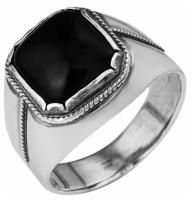 Перстень мужской посеребрение Black, 19 размер