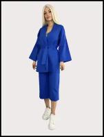 Женский льняной костюм Casual Wear, цвет голубой, размер 42
