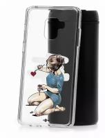 Чехол для Samsung Galaxy A8+ 2018 Kruche Print Рисуя любовь, пластиковая накладка, силиконовый бампер с защитой камеры, защитный прозрачный с рисунком