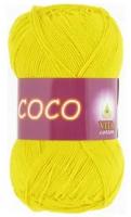 Пряжа хлопковая Vita Cotton Coco (Вита Коко) - 2 мотка, 4320 ярко желтый, 100% мерсеризованный хлопок 240м/50г