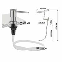 Дозатор, диспенсер, механический для жидкого мыла (моющего средства) (шланг), встраиваемый (врезной), полированная сталь (матовый) CS-K15L