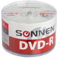 Диски DVD-R SONNEN 4,7 Gb 16x Bulk (термоусадка без шпиля), комплект 50 шт., 512574