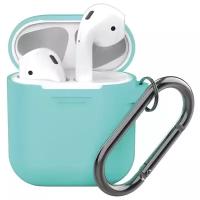 Кейс Deppa для AirPods с карабином, mint