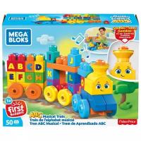 Конструктор Mega Bloks Музыкальный поезд Алфавит для малышей FWK22, 50 дет