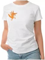 Женская футболка «Веселая лиса танцует. Наивный стиль»