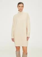 Платье-свитер To Be Blossom, оверсайз, мини, вязаное, утепленное, размер XL, бежевый