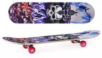 Скейтборд / Скейт подростковый ROCKET 78x20 см, с рисунком, колеса PU 50 мм, R0055, серый