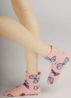 Dollmore Tabiya Socks Pink (Розовые носочки с нарисованными бантиками для кукол Доллмор)