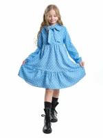 Платье Mini Maxi, в горошек, размер 134, голубой