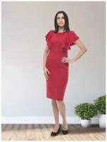 Платье-футляр Dolinamod, прилегающее, миди, размер 44, красный