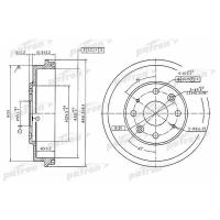 Барабан тормозной задн MAZDA: 323 C IV 89-94, 323 C V 94-98, 323 F IV 89-94, 323 F V 94-98, 323 S IV 89-94, 323 S V 94-98, MX-3 91- Patron PDR1546