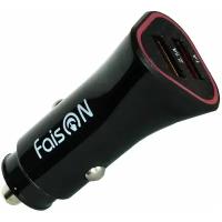 Автомобильная зарядка FaisON 2хUSB, 3.1A, чёрный, A-6, Shape