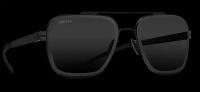 Титановые солнцезащитные очки GRESSO Boston - квадратные / черные монолитные / кант черный