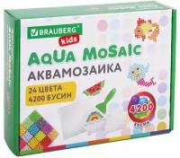 Аквамозаика 24 цвета 4200 бусин, с трафаретами, инструментами и аксессуарами, BRAUBERG KIDS, 664916