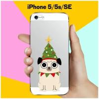 Силиконовый чехол на Apple iPhone 5/5s/SE Елка-мопс / для Эпл Айфон 5/5C/CE