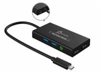 Внешняя карта видео захвата j5create + USB-хаб: 1x HDMI-вход, 1x HDMI-выход, 2x USB-A, 1x 3.5мм аудио